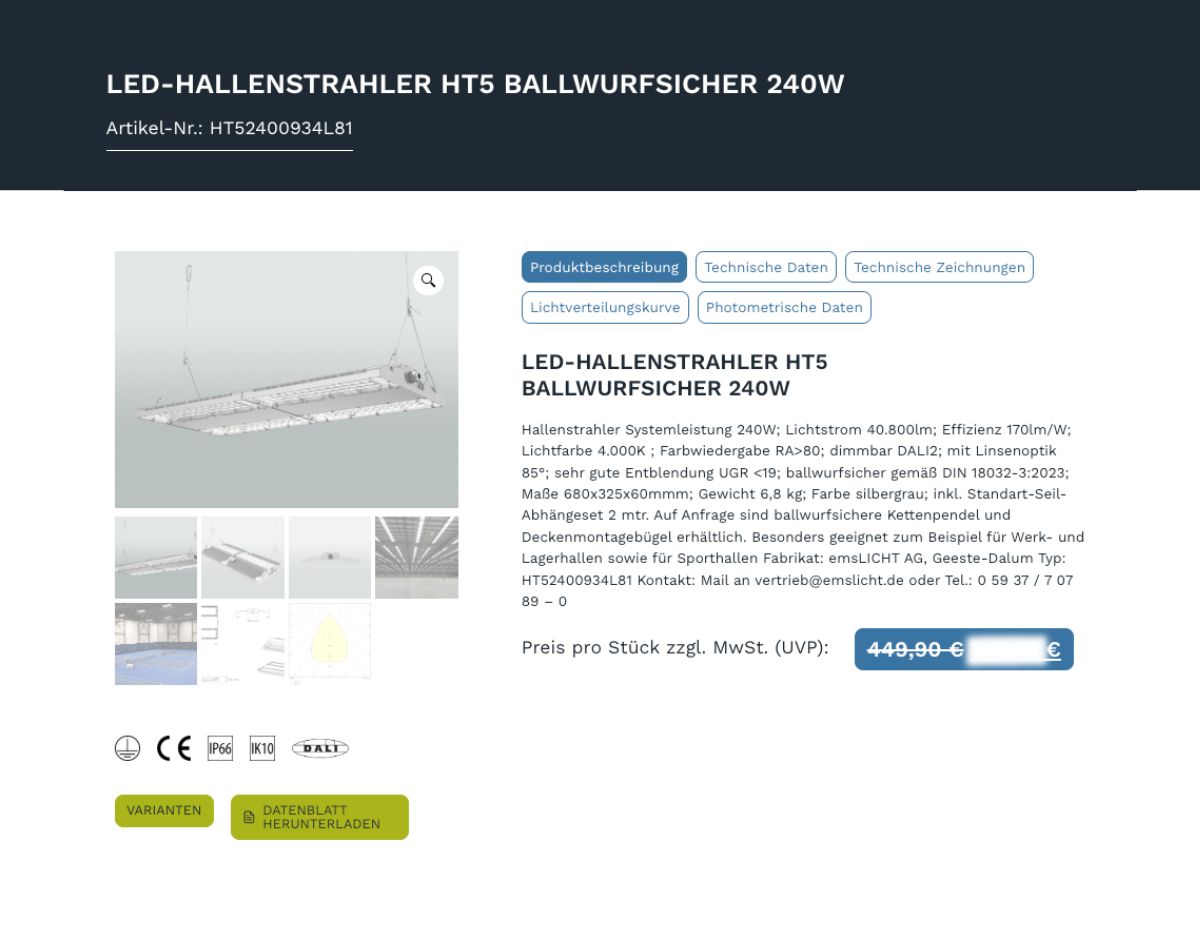 Händlerpreise für LED-Hallenstrahler