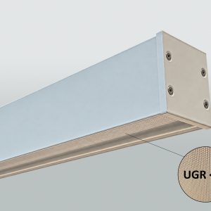 Tragschiene ballwurfsicher Deckenanbau-/Pendelmontage; 2,80m; PMMA Abdeckung mikroprismatisch; RAL9016 Verkehrsweiß